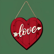 Plaque décorative en bois pour la Saint-Valentin, motif cœur rouge, idéale pour un mariage, une chambre ou une fenêtre – 30 cm (12 pouces),