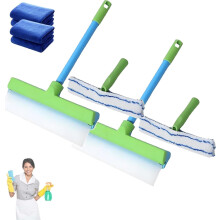 Kit de raclette à vitres Aquaswipe – Caoutchouc rotatif + microfibre, silicone recyclable, compatible avec douche, vitres, miroirs, portes et