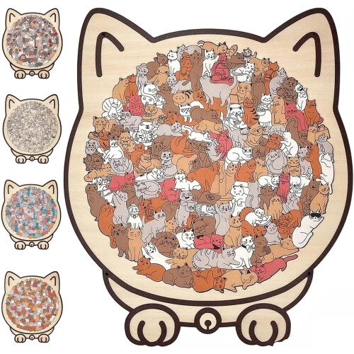 Kattformat träpussel Morandi färg 135 bitar