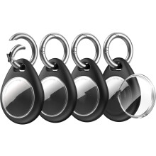 Holder for compatible with Apple AirTag, Waterproof TPU Shell Case with All Metal Keychain Key Ring Clip, Black