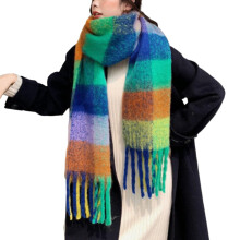 Cachecol feminino de lã macia, cachecol de inverno grande e pesado, tecido escovado macio, fofo como lã, quente e aconchegante, verde sólido