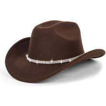 Glittriga silversvarta cowboyhattar för kvinnor - Western glittriga strass cowgirlhatt för damer storlek ML