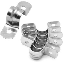 50 Pcs 1/2" Stainless Steel Rigid Pipe Strap Clamps, M12 Two-Hole U-Brackets, Heavy-Duty Conduit & Cable Clamps