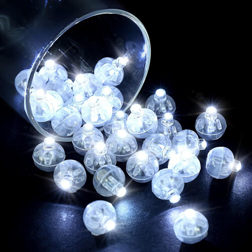 50 pcs Mini LED Balloon Lights - 13 mm, Battery Powered
