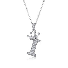 Náhrdelníky s iniciálami DESIGNICE pro ženy, vznešený a elegantní zlatý náhrdelník pro ženy, náhrdelník s písmenem a designem koruny