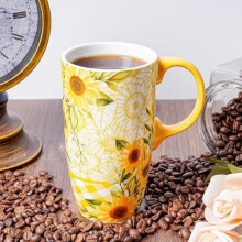 17 oz Ceramic Travel Mug with Lid and Handle