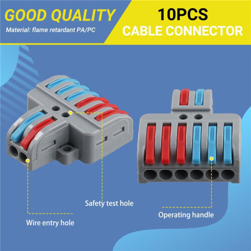 10 Pcs Terminal Connection Clamp Set, Wire Connector, Quick Compact Cable Connector NC-623 Grey 2