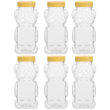 6-Pack Transparent Bear-Shaped Honey Jars with Lids