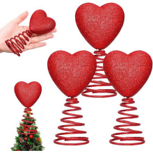 Red Glitter Heart Tree Topper 5 Inch for Mini Trees