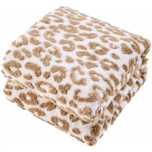 Coperta soffice con stampa leopardata, misura singola 60x80 pollici, marrone