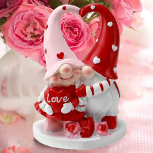 Valentine's Gnome Statue under $5 – Romantic Home Decor, Couple Figurine, Holiday Gift, Compatible with Table & Shelf Display