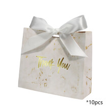 Sachets cadeaux en papier avec nœud « Merci » - Lot de 10 mini sacs fourre-tout avec poignées, parfaits pour les cadeaux de fête, les bonbons,