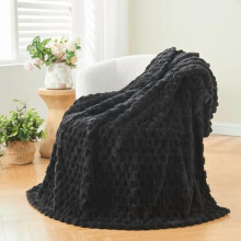 Flannel Fleece Throw Blanket 60x80 in Black