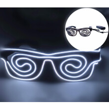 LED Light Up Glasses, Neon Glasses LED Spiral Light Glasses Adjustable Flash Glasses with Wired Control Battery Case for Halloween Christmas Party