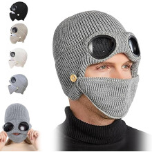 3-in-1 unisex gebreide muts met skibril en gezichtsmasker
