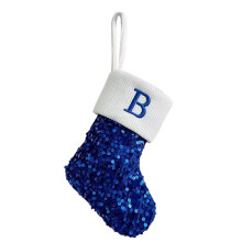 Weihnachtsstrumpf mit Familieninitialen, gestrickte Weihnachtssocken, Weihnachtsanhänger aus einfarbiger Wolle, Weihnachtsdekoration, Geschenktüte,