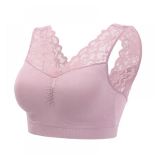Soutien-gorge de sport pour femme à décolleté en V profond, bretelles en dentelle, effet push-up, rembourré, sans coutures et respirant –