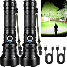 2-Pack Rechargeable LED Flashlight 90000 Lumens 5 Modes IPX7