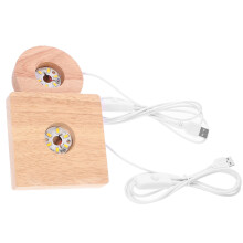 OUNONA LED-Kristallkugelständer aus Holz – 2er-Pack