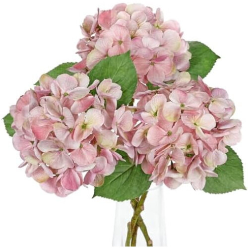 Pink Artificial Hydrangea Stems 18.8 in, 6 in Flower Head,