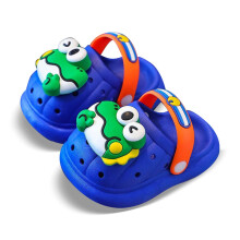 Boys' Summer Sandals, Cartoon Closed-Toe Water Shoes for Toddler (12-15M), Soft Sole, Cozy Pool/Beach/Indoor Wear, Blue — Compatible with Little
