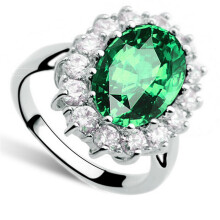 Brincos para Mulheres, Conjunto de Joias Femininas Estilo Fashion com Anel de Cristal, Brincos e Colar, Joias de Casamento Verde7