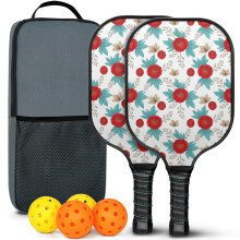 Pickleball Paddles Set Floral Fiberglass 2 Rackets + 2