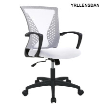 Mesh Office Chair with Wheels, Adjustable Height, 250lb Capacity, Armrests, White – Compatible with Home & Office