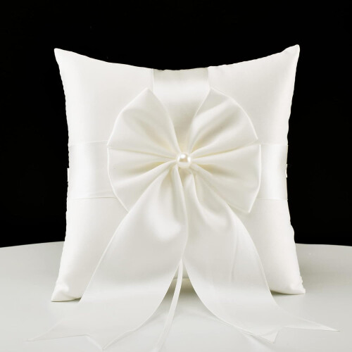 Satin-Blumenmädchenkorb & Ringkissen-Set 1