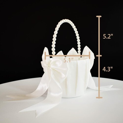 Satin-Blumenmädchenkorb & Ringkissen-Set 2