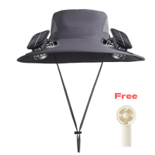 Cappello da pesca Hogarize con ventilatore solare per esterni – Cappello rinfrescante a energia solare ricaricabile a 3 velocità con ampia tesa,