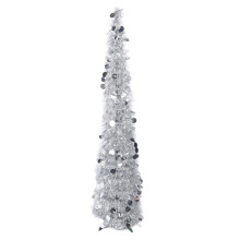 4.9ft PET Pop Up Xmas Tree Folding Holiday Indoor Home Office Silver