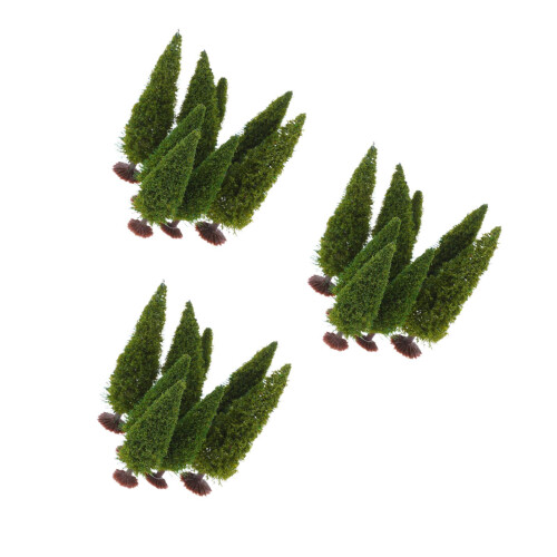 36Pcs Green Miniature Pine Trees Wire Nylon Sponge Model Train Scenery 2