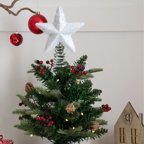 Christmas Tree Topper Star – White Plastic, 18 cm 1