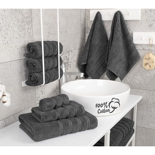 Ensemble de 3 serviettes en coton turc, 600 g/m² 2