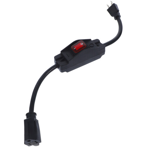 2Pcs Durable Black Extension Cord with Inline Power on 1