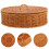 2Pcs Large Capacity Plastic Iron Woven Baskets with Lid Light Brown 10