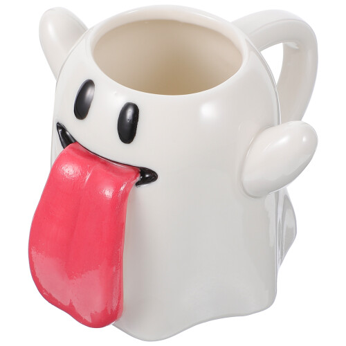2Pcs Cute Cartoon Ghost Mug Halloween Themed White Ceramic Cup 1