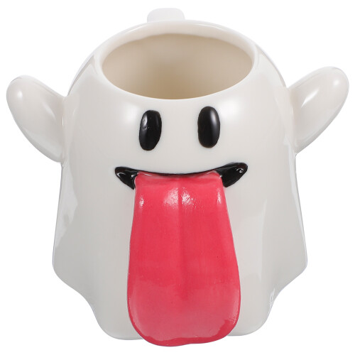2Pcs Cute Cartoon Ghost Mug Halloween Themed White Ceramic Cup 2