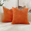 Capas de almofada decorativas em chenille laranja vibrante, macias, para sala de estar, conjunto com 2 unidades, 45x45 cm (18x18 polegadas). 2