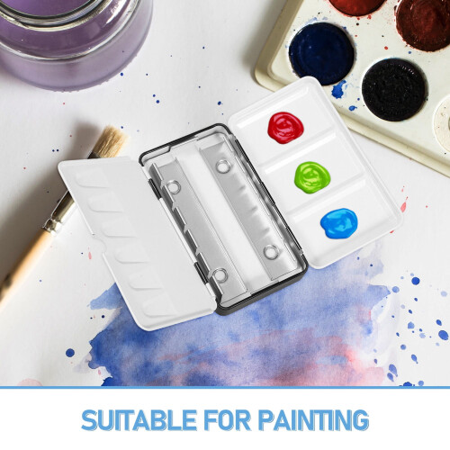 FRCOLOR Άδεια Μισά Ταψιά για Μετακινούμενο Κουτί Ακουαρέλας σε Στυλ Παλέτας Μαύρο 2