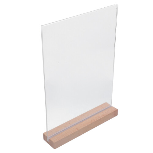 4Pcs Acrylic Table Sign Holders with Stable Wood Base for Menu Display 2