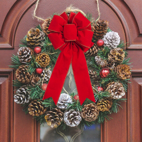 Rode, voorgebonden kerstkransstrik 2