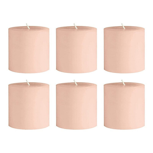 6 Velas Pilar Redondas de Cera Sem Gotejamento Blush 3x3 polegadas 1