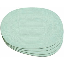 Oval Polyester Placemats Set of 6, 12x18 in, Mint Green