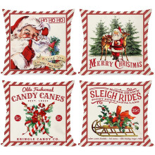 Vintage Christmas Pillow Covers 18x18 Inch, Set of 4