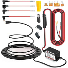 Kit de instalação fixa para câmera veicular Tipo C com cabo microUSB e mini USB de 4,5 metros, proteção contra baixa tensão (corte em 11,9 V),