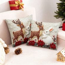 Juego de cojines navideños de 45x45 cm, cojín decorativo para festivales, cojín de lino para sofá, para decoración navideña del hogar, juego de