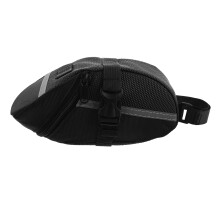 Bolsa de selim impermeável para bicicleta, acessório multifuncional pequeno para bicicletas de montanha, nas cores azul e preta.