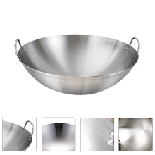 1pc Durable Cooking Pot Stainless Steel Cooking Wok Frying Pan for Home Use